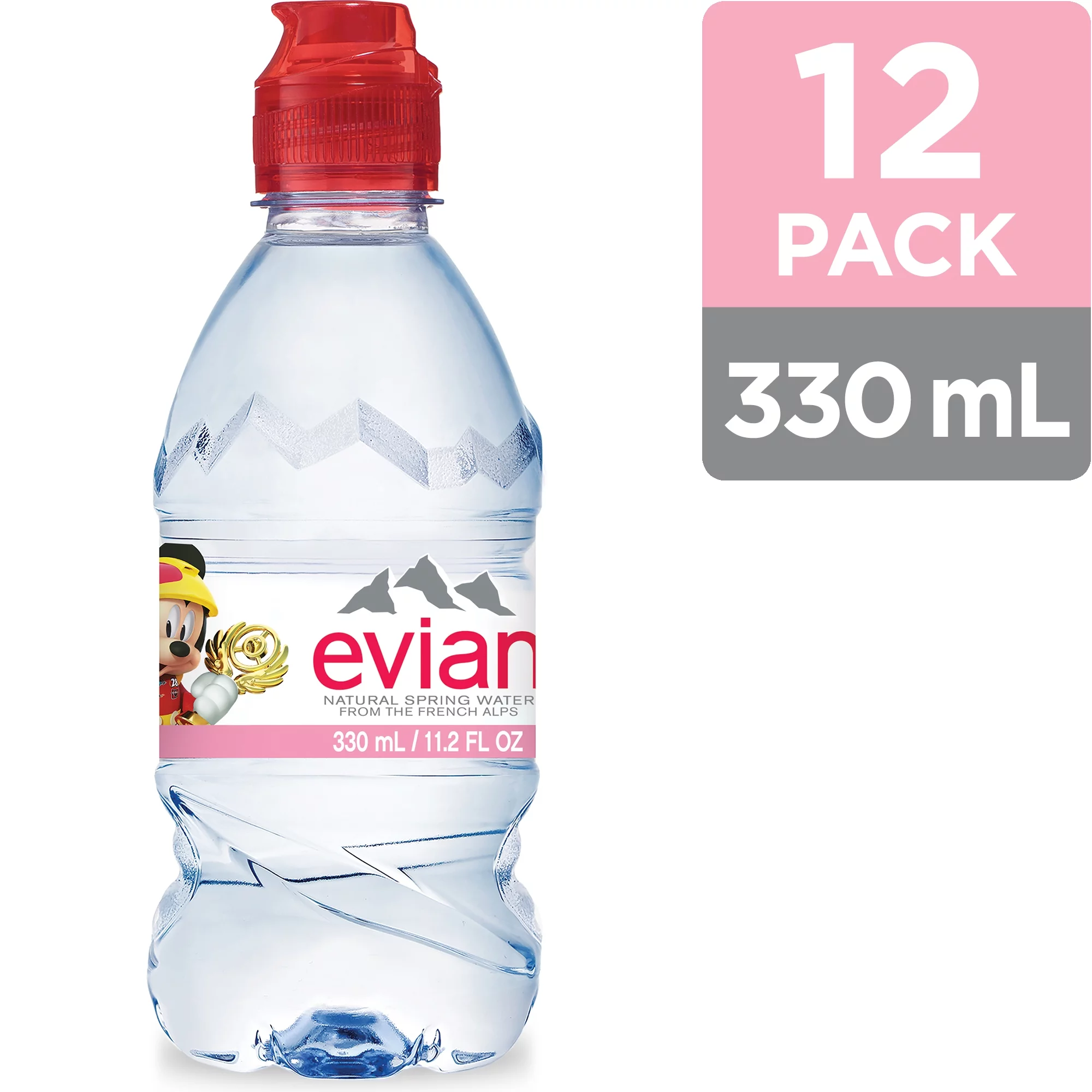 evian Natural Spring Water Bottles, Naturally Filtered Spring Water, 330 ML (11.15 fl oz) bottles, 12 pack