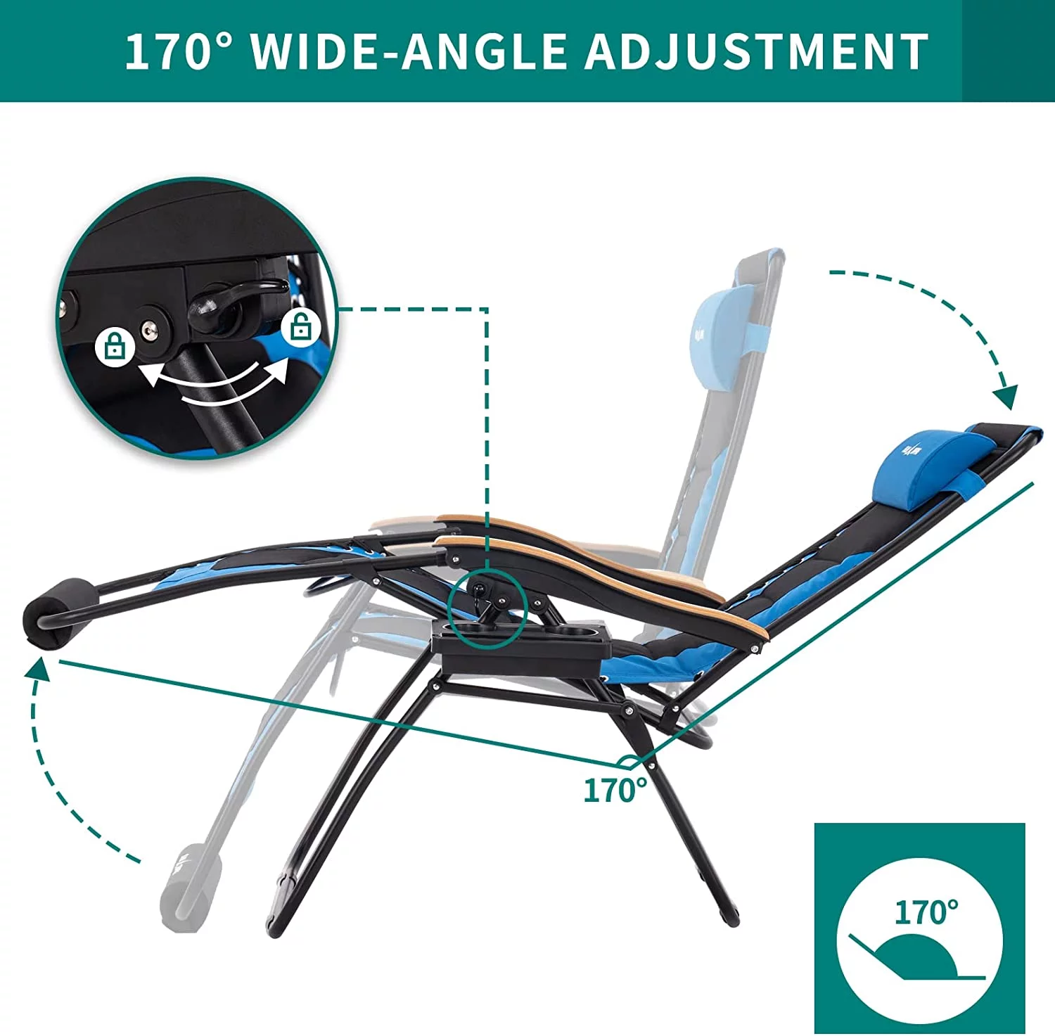 Poteban 2pcs Oversized Zero Gravity Chair XL 29