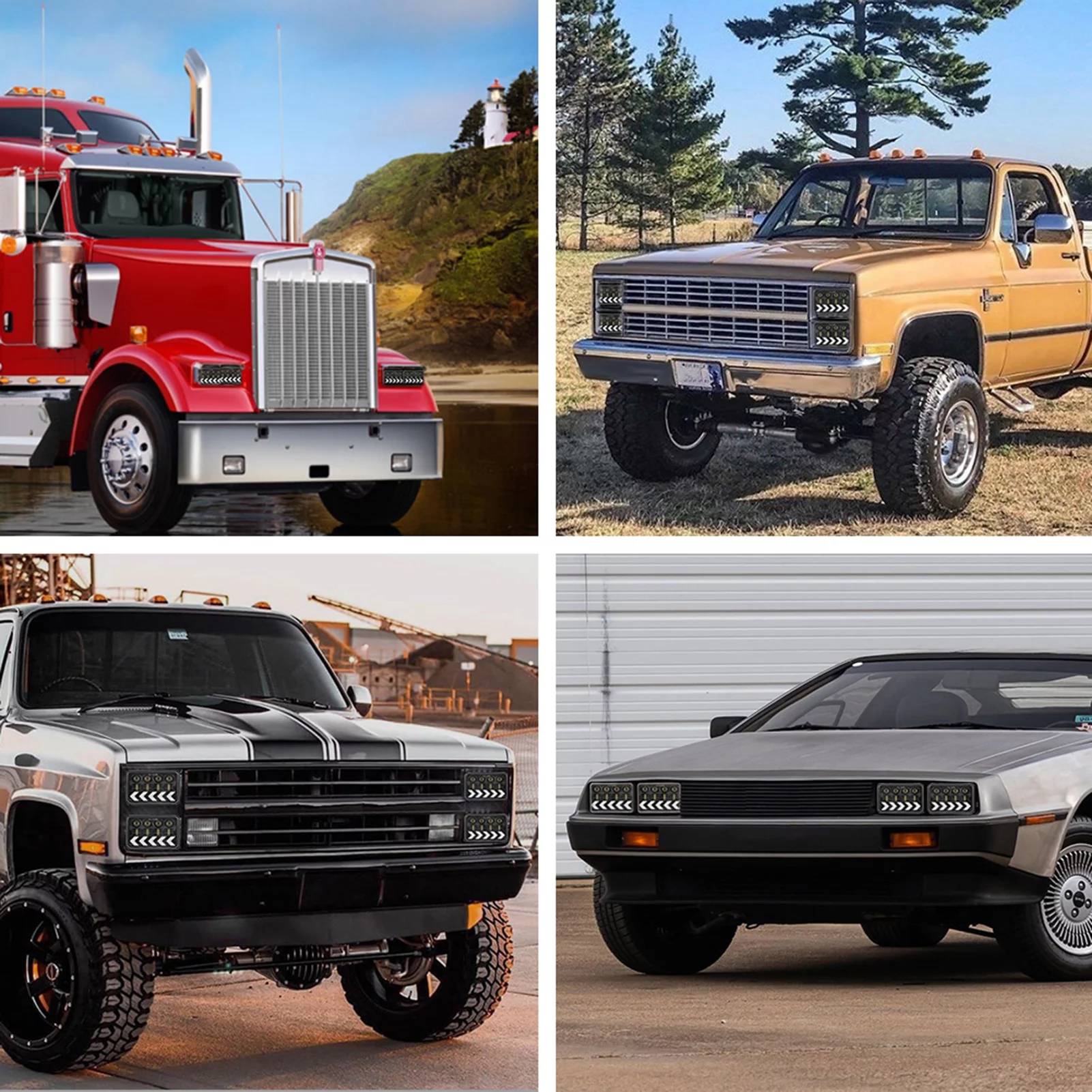 Tomshoo 2 Pack Car LED Headlights 5inch Headlamp, White High/Low Beam DRL, Amber Arrow Dynamic Sequential Turn Signal, Wrangler Replacement