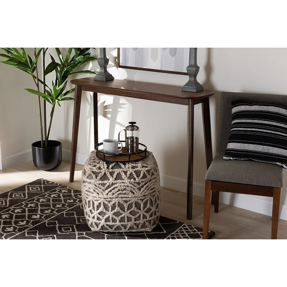 Baxton Studio Wendy Mid-Century Modern Walnut Finished Wood Console Table