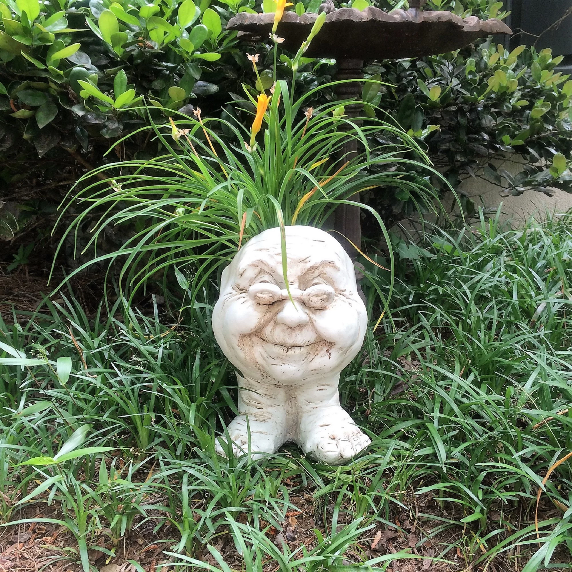 Homestyles Antique White Grandma Violet the Muggly Face Humorous Statue Planter Pot