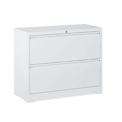 Lateral File Cabinet 2 Drawer, White Filing Cabinet with Lock, Lockable File Cabinet for Home Office, Locking Metal File Cabinet for Legal/Letter/A4/F4 Size