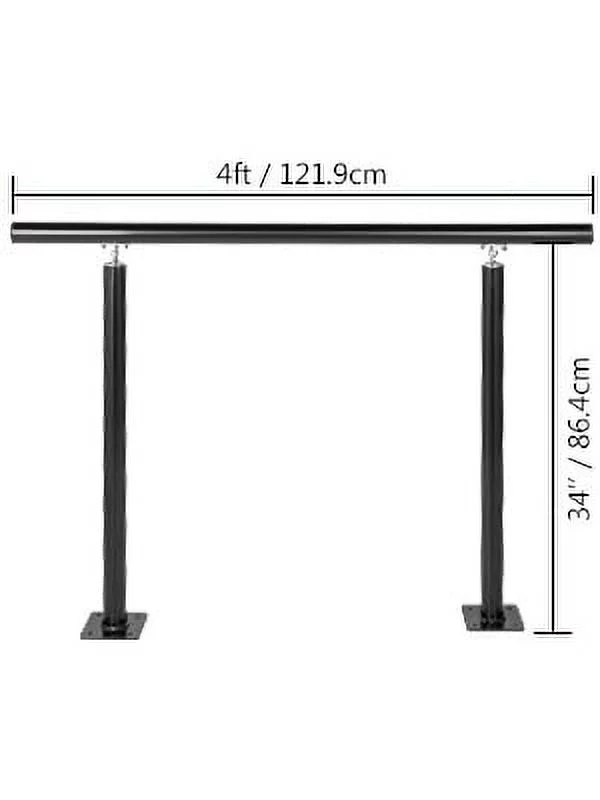 VEVOR Stair Railing Kit 4ft Length 2/3 Steps Aluminum Black Handrail 4ft Flexible Outdoor Deck Hand Rail