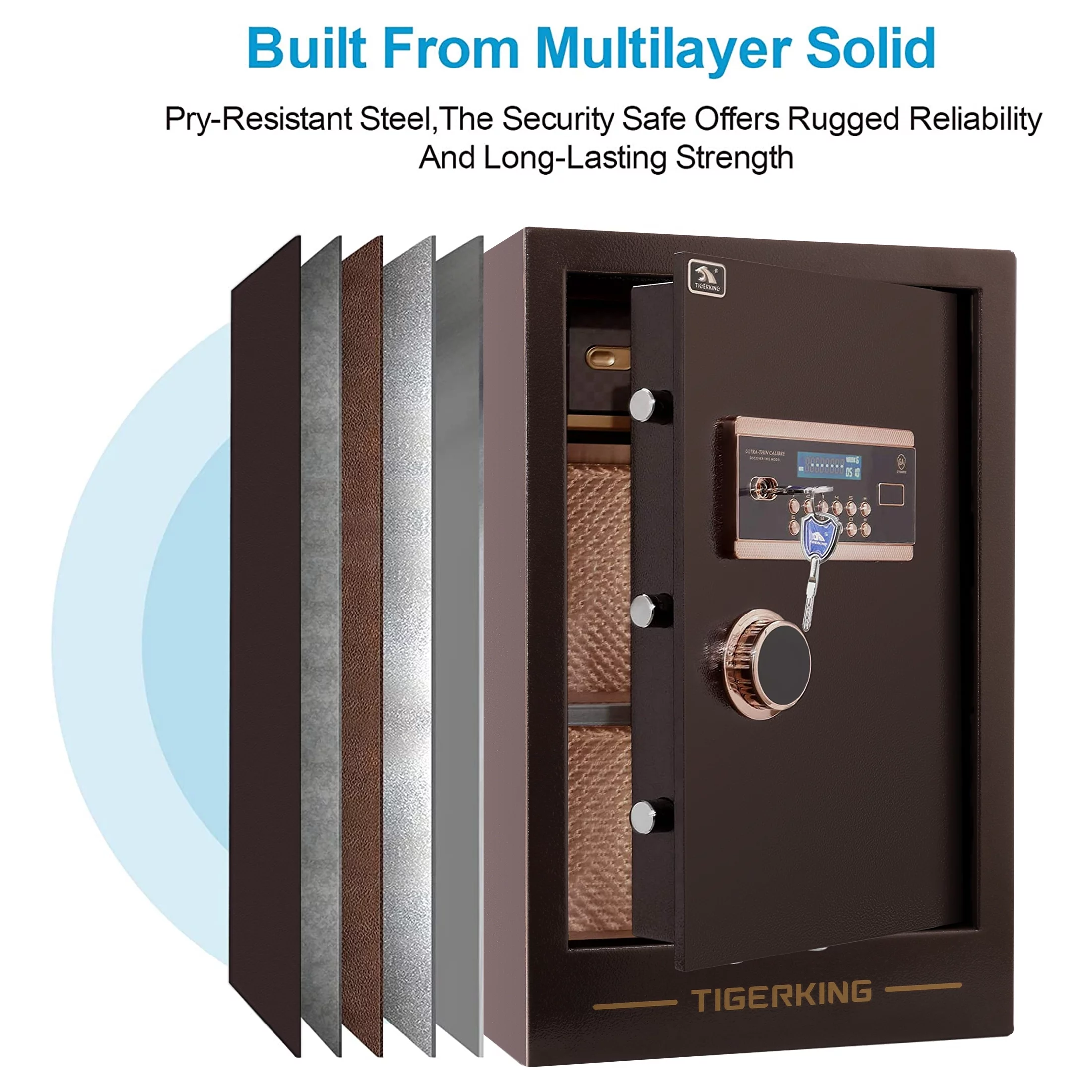 TIGERKING Safe Box 3.47 Cubic Feet, Double Large Safety Key Lock and Password Safes for Home Office