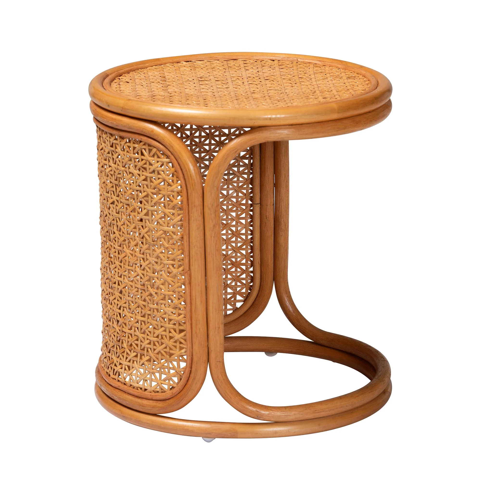 bali & pari Eldon Boho End Table, Small, Light Honey
