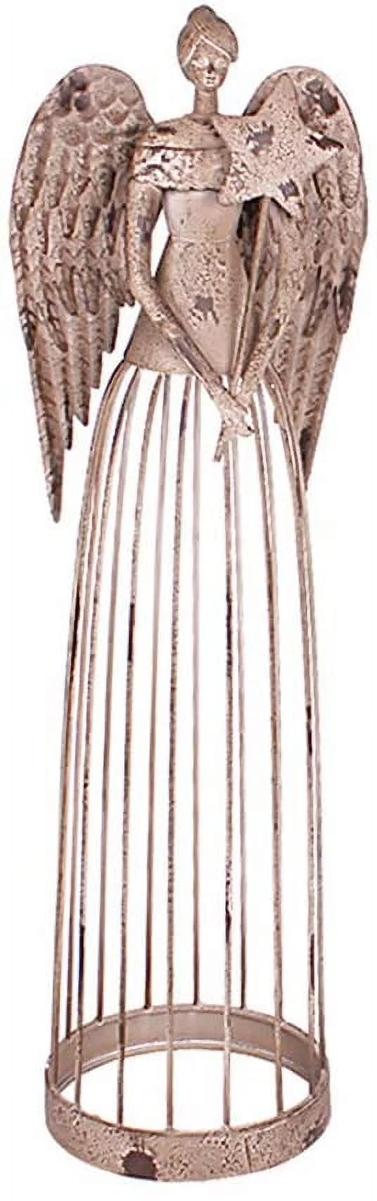 Y&K Decor Antiqued Metal Garden Angel Statue Patio Lawn Yard Indoor Outdoor Decorations (25.5