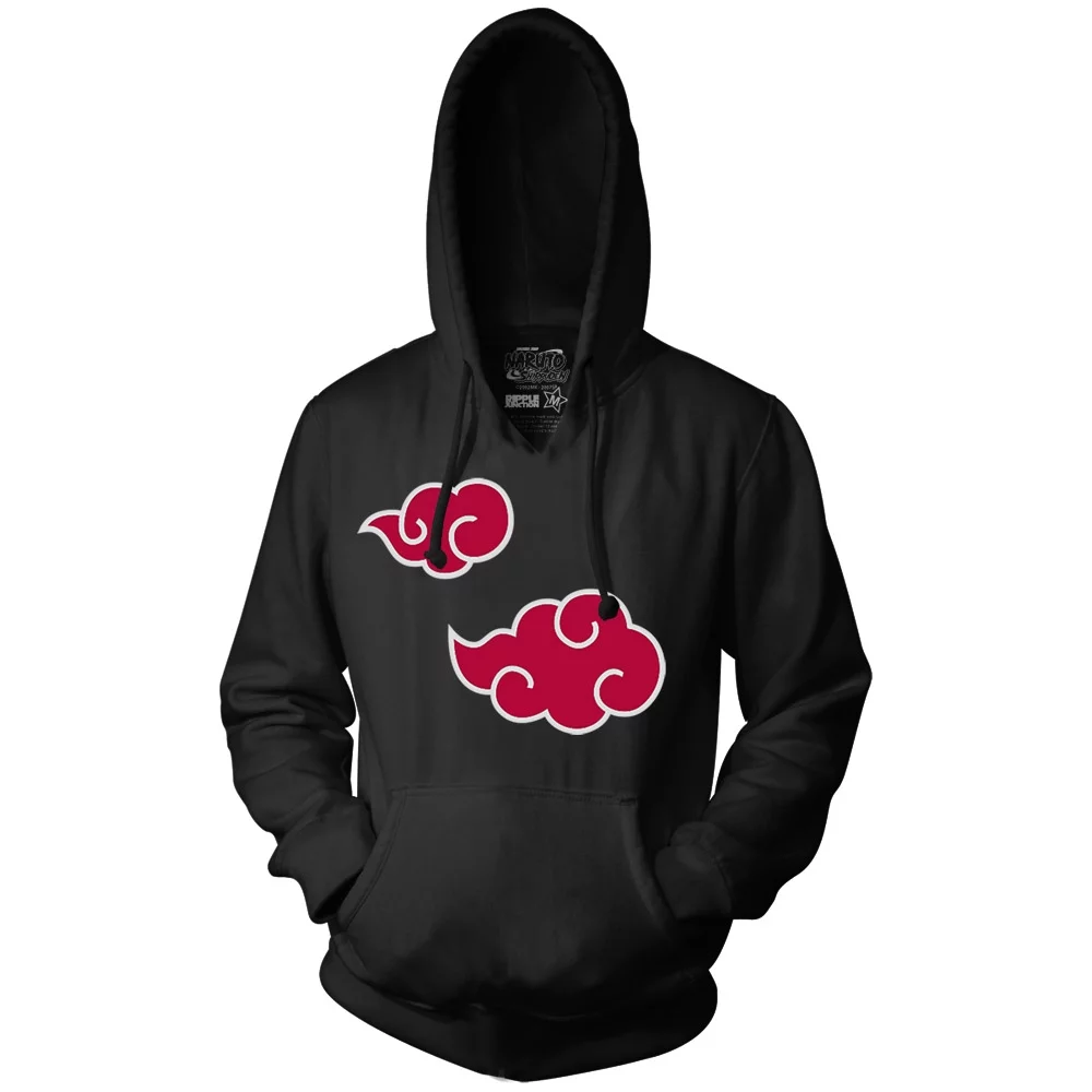 Ripple Junction Naruto Shippuden Adult Unisex Big Akatsuki Clouds Pull Over Fleece Hoodie Black