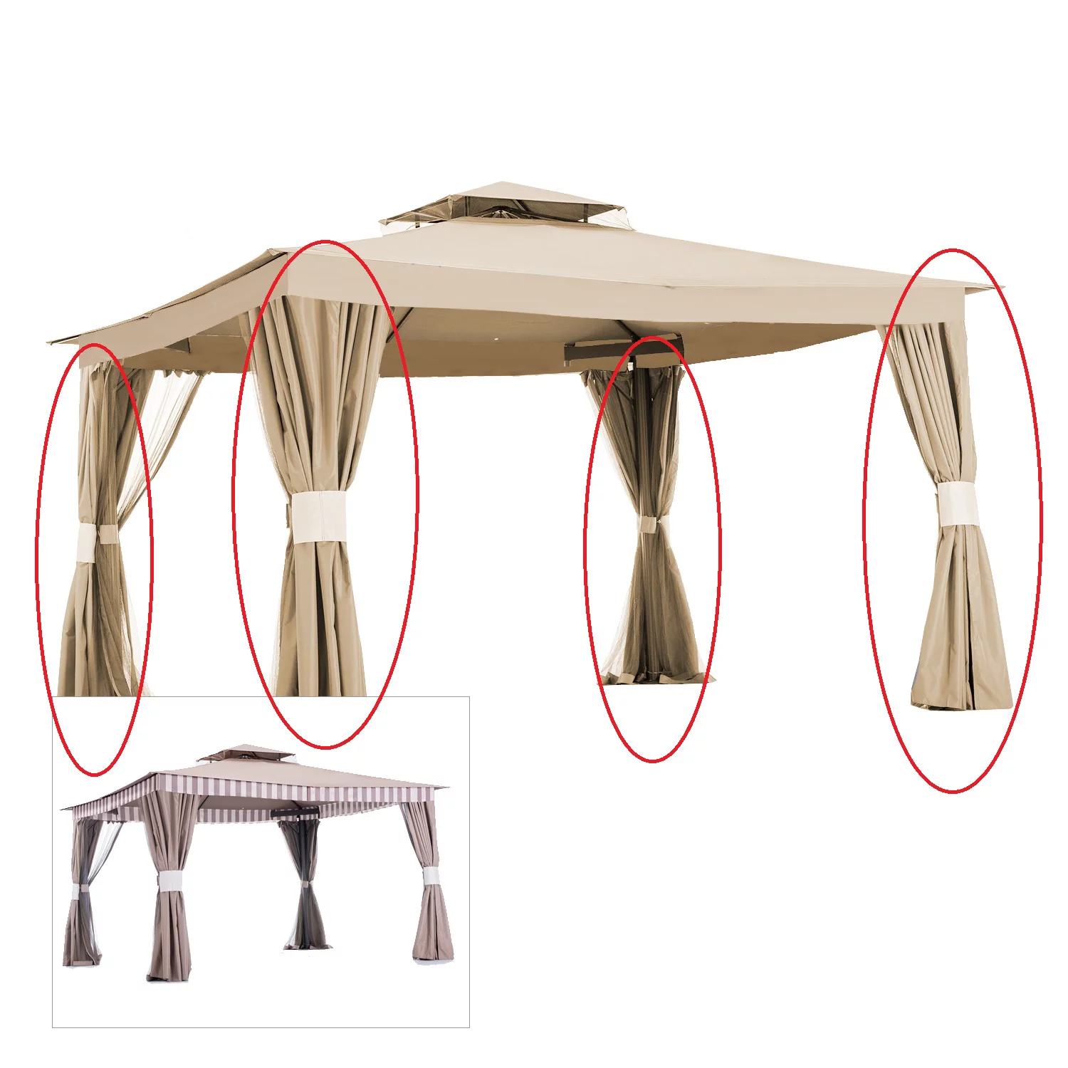 Garden Winds Replacement Privacy Curtain Set for the BJs 2010 Living Home Gazebo -Standard 350