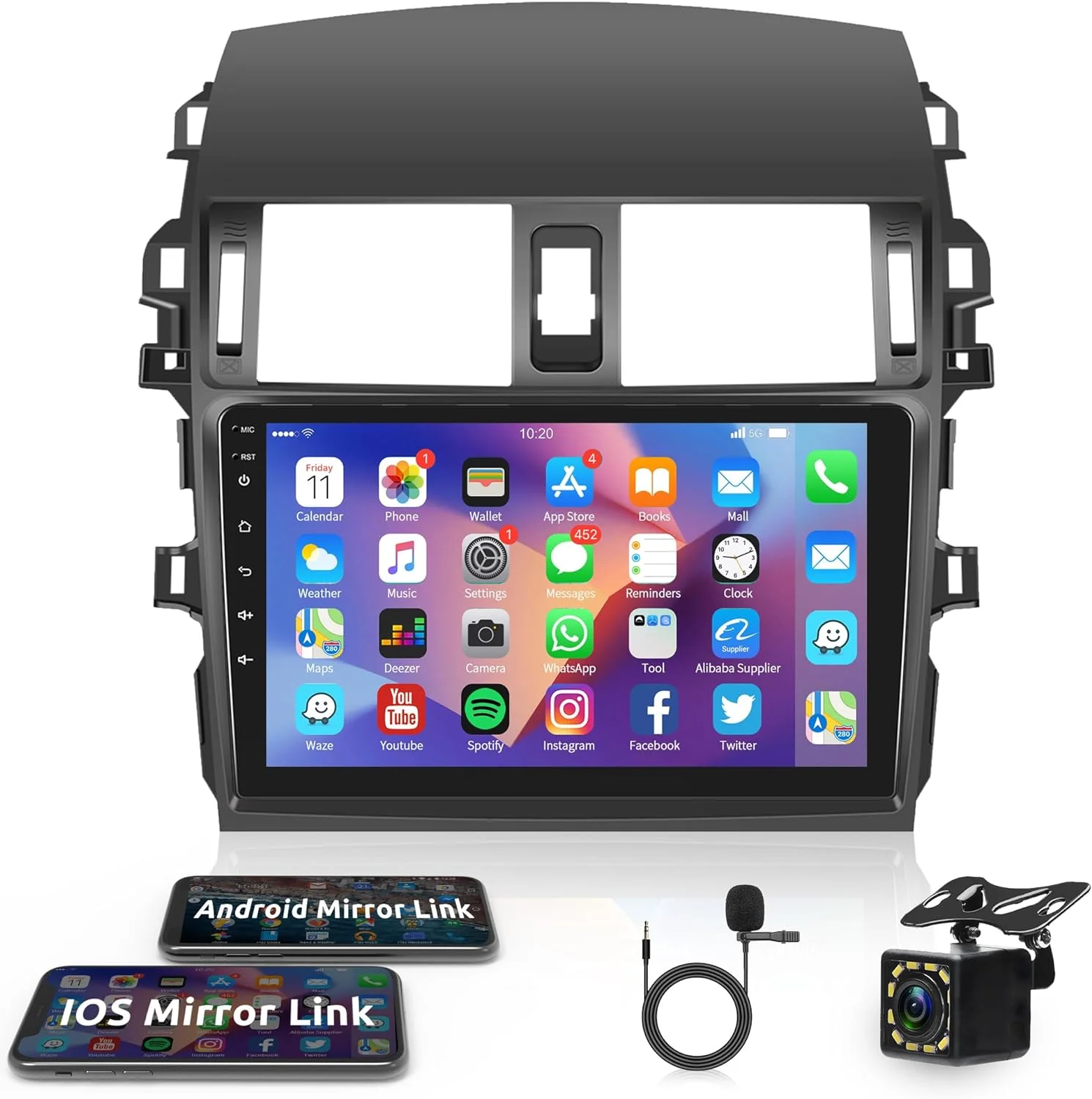 THONZER for Toyota Corolla 2009-2013 with GPS Navigation Android Car Stereo, Rimoody 9 Inch Touch Screen Car Radio with Bluetooth FM WiFi Mirror Link + Backup Camera