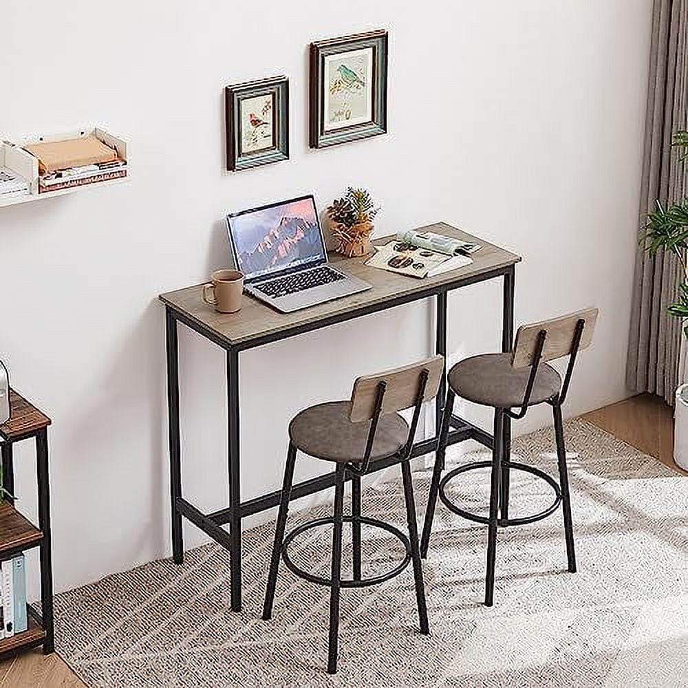 JYHOME 3 Piece  Table and Chairs Set  43.3\u201D Dining Table Set Kitchen Counter with 2 PU Leather Back  Chair Industrial Counter Height Table and Chairs for Restaurant Living Room