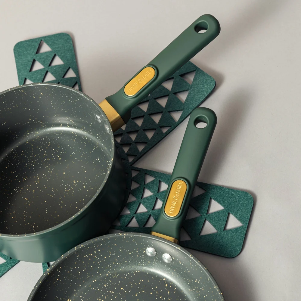 Thyme & Table 12-Piece Ceramic Non-Stick Cookware Set Granite Collection, Hunter Green