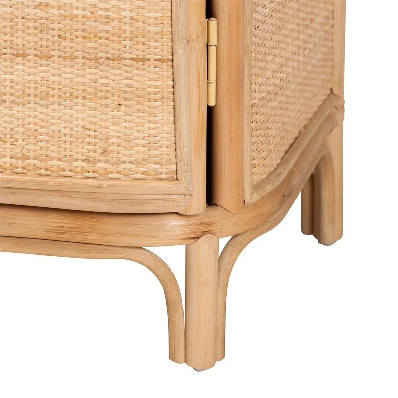bali & pari Kiara Bohemian Natural Rattan Nightstand