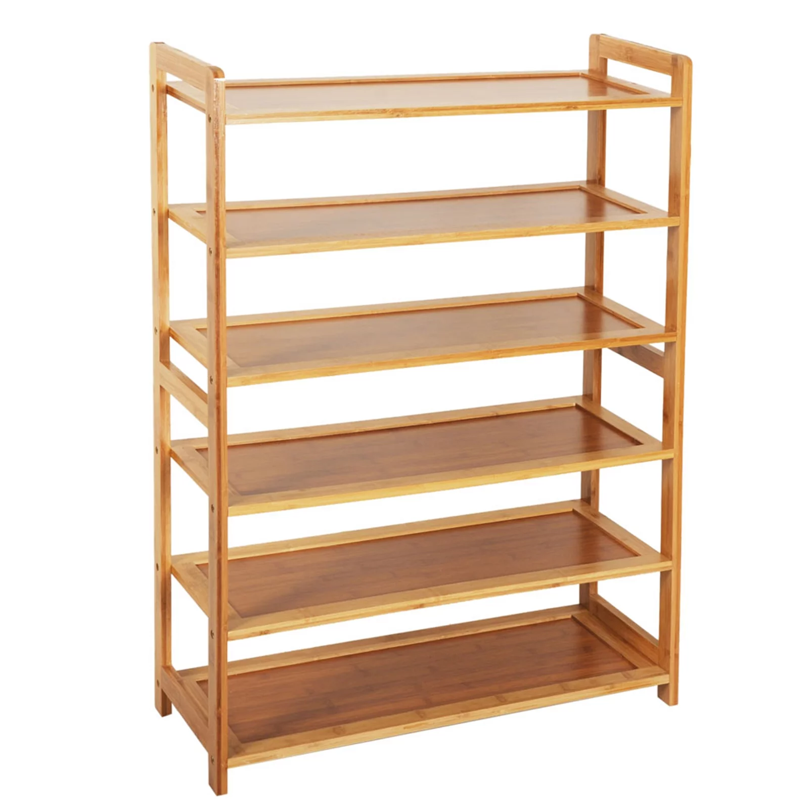 Bamboo Shoe Rack with 6 Tiers - Stylish Wood Color Organizer for Small Spaces