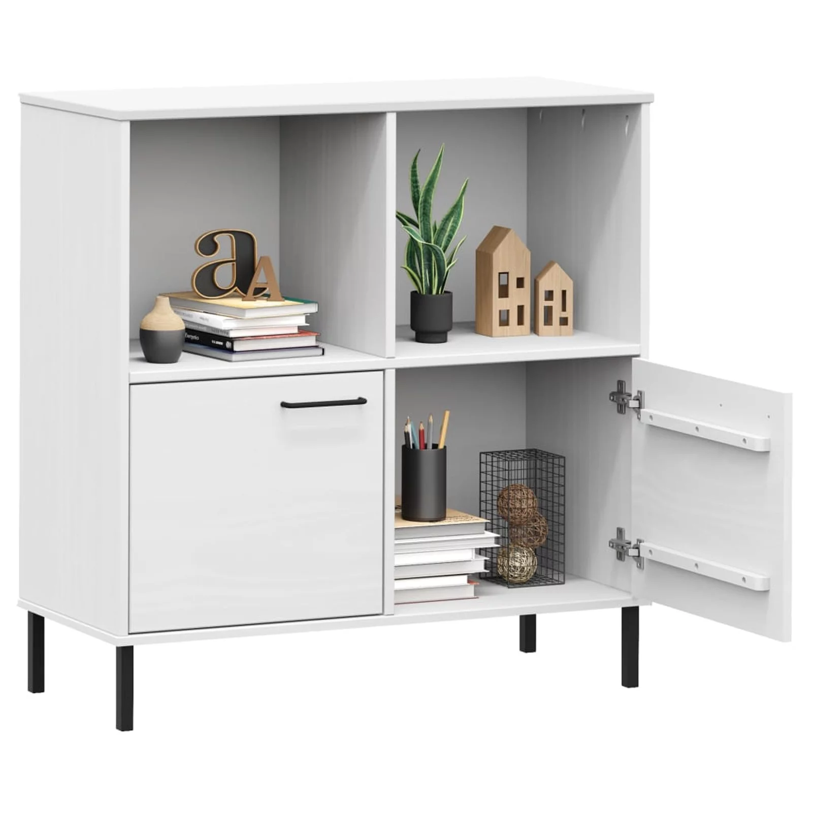 Andoer Bookcase with Metal Legs White 35.4
