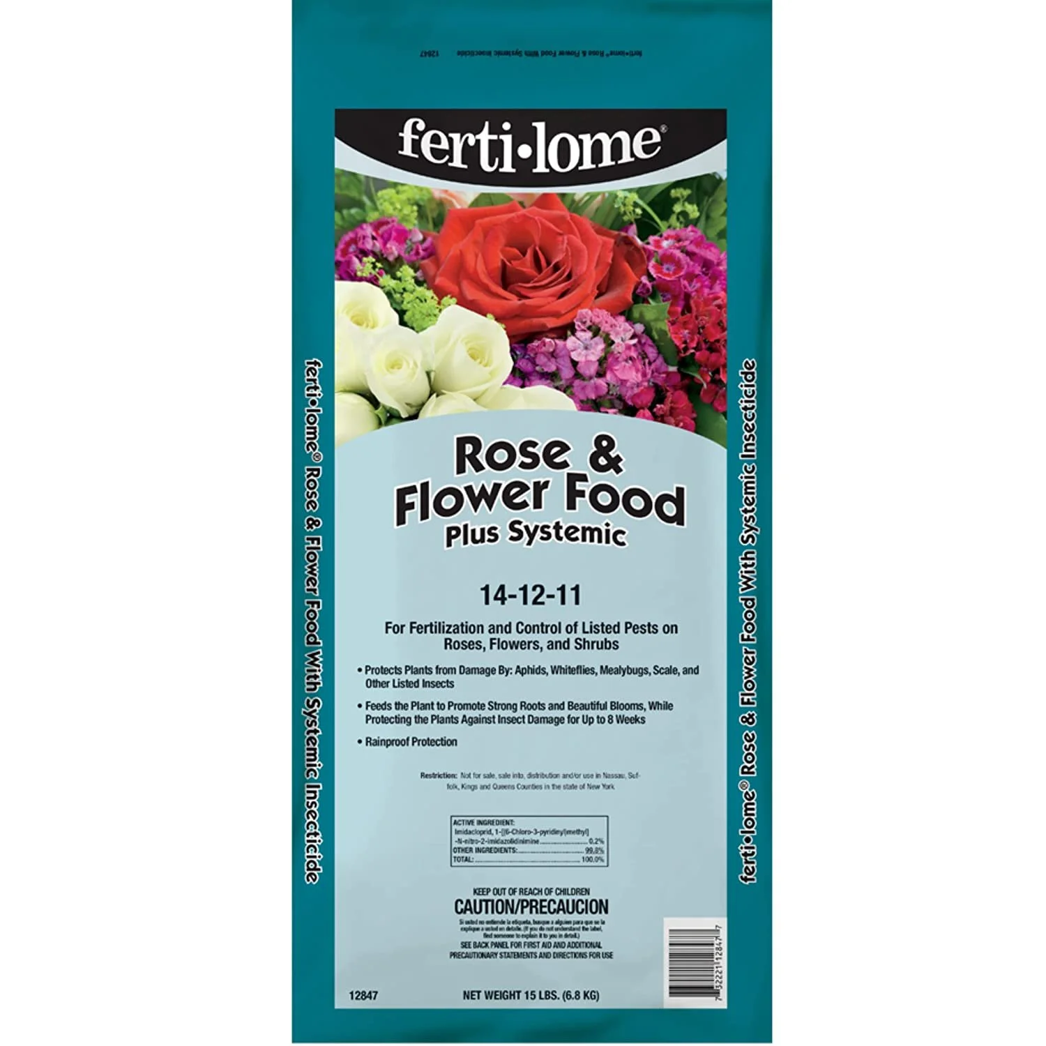 Fertilome 12847 Rose and Flower Food Plus Systemic 14-12-11 15 lbs.
