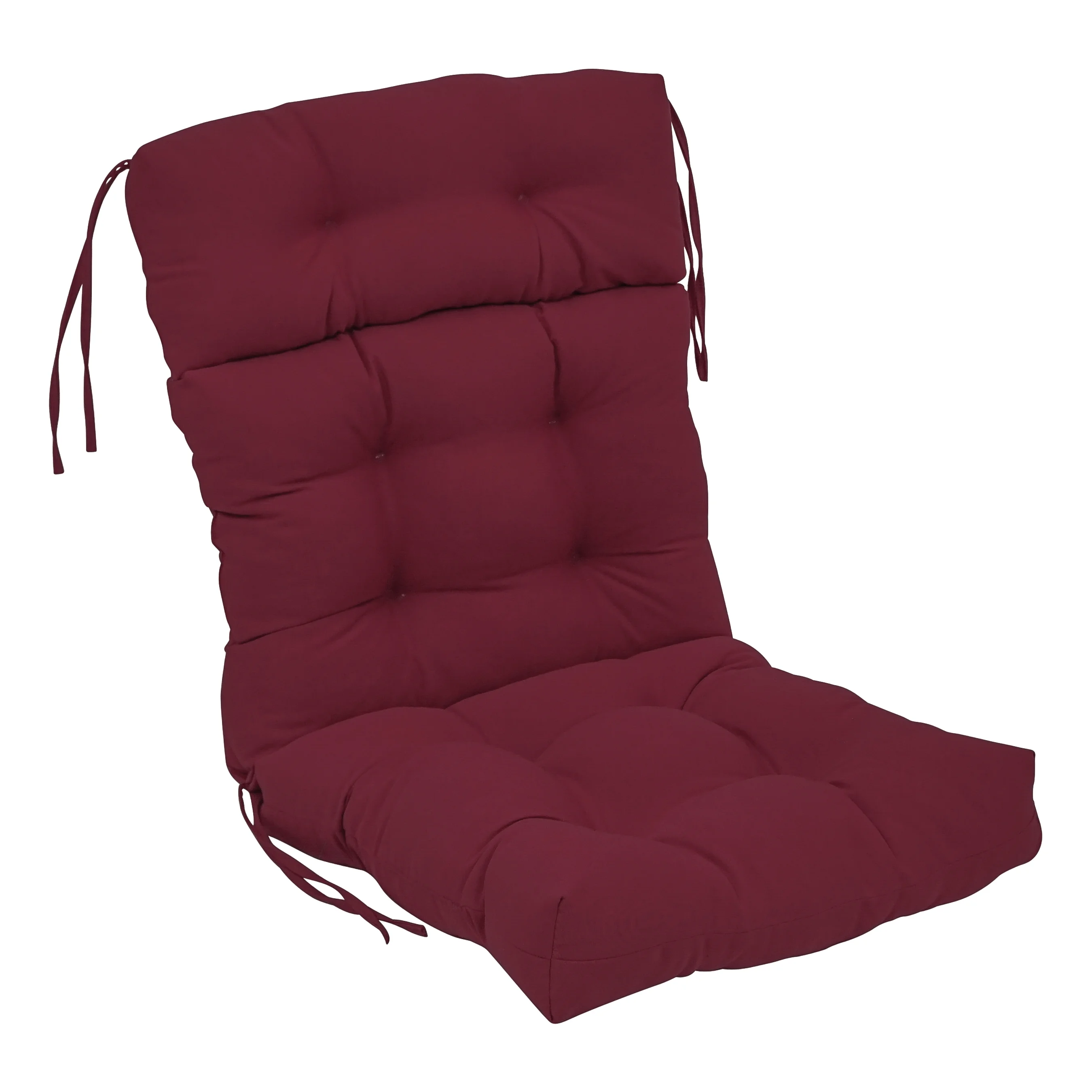 Blazing Needles  20 x 42 in. Solid Twill Tufted Chair Cushion, Burgundy