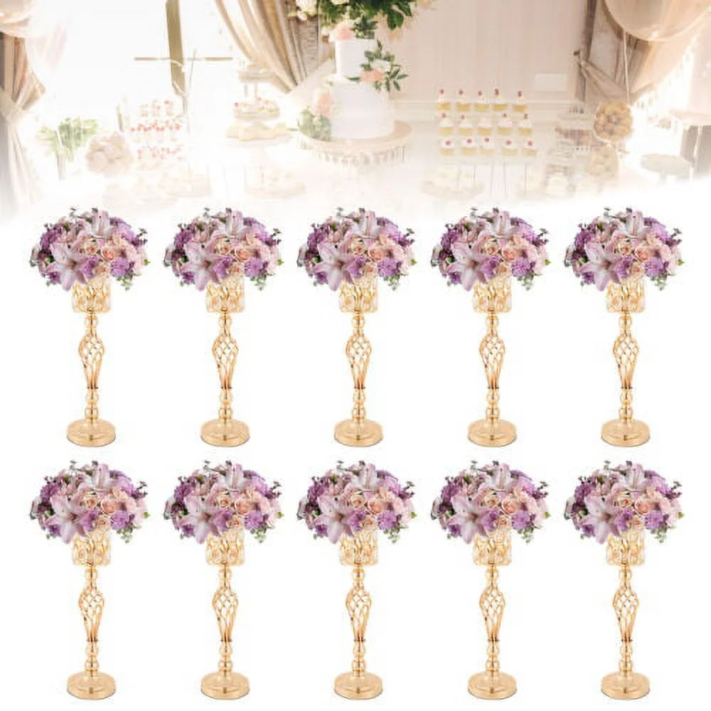 Set of 10 Wedding Centerpieces Gold Vases Wedding Flower Vases w/ Crystal Bead