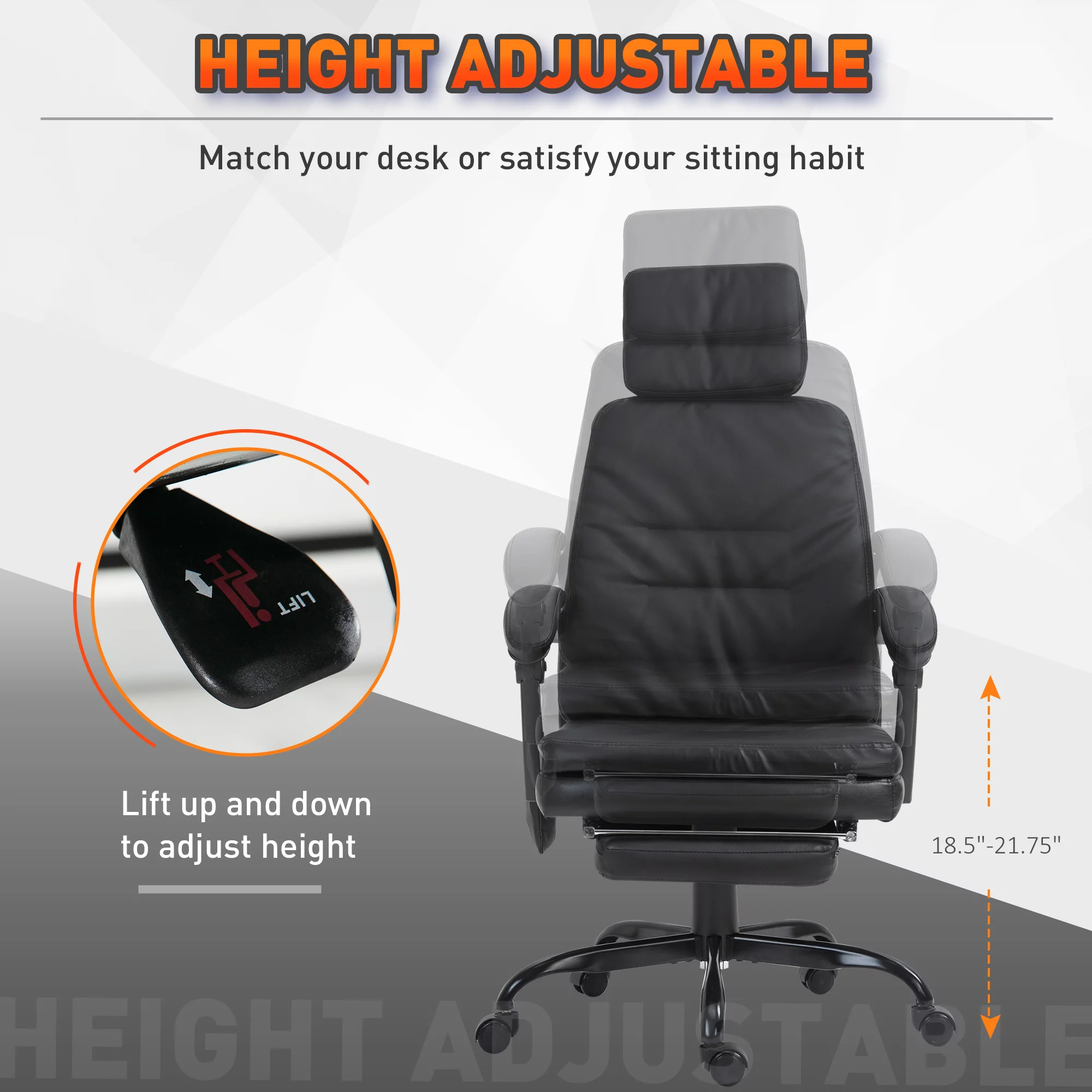 Vinsetto 6-Point Vibration Massage Office Chair Faux Leather w/ Wheel, Black