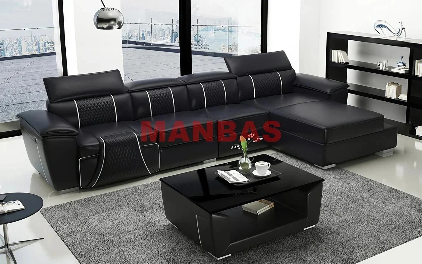 MANBAS U Shape Big Sofa Sectional Couch Electric Reclining Sofa Set Italian Genuine Leather Power Recliner Functional Salon Cama