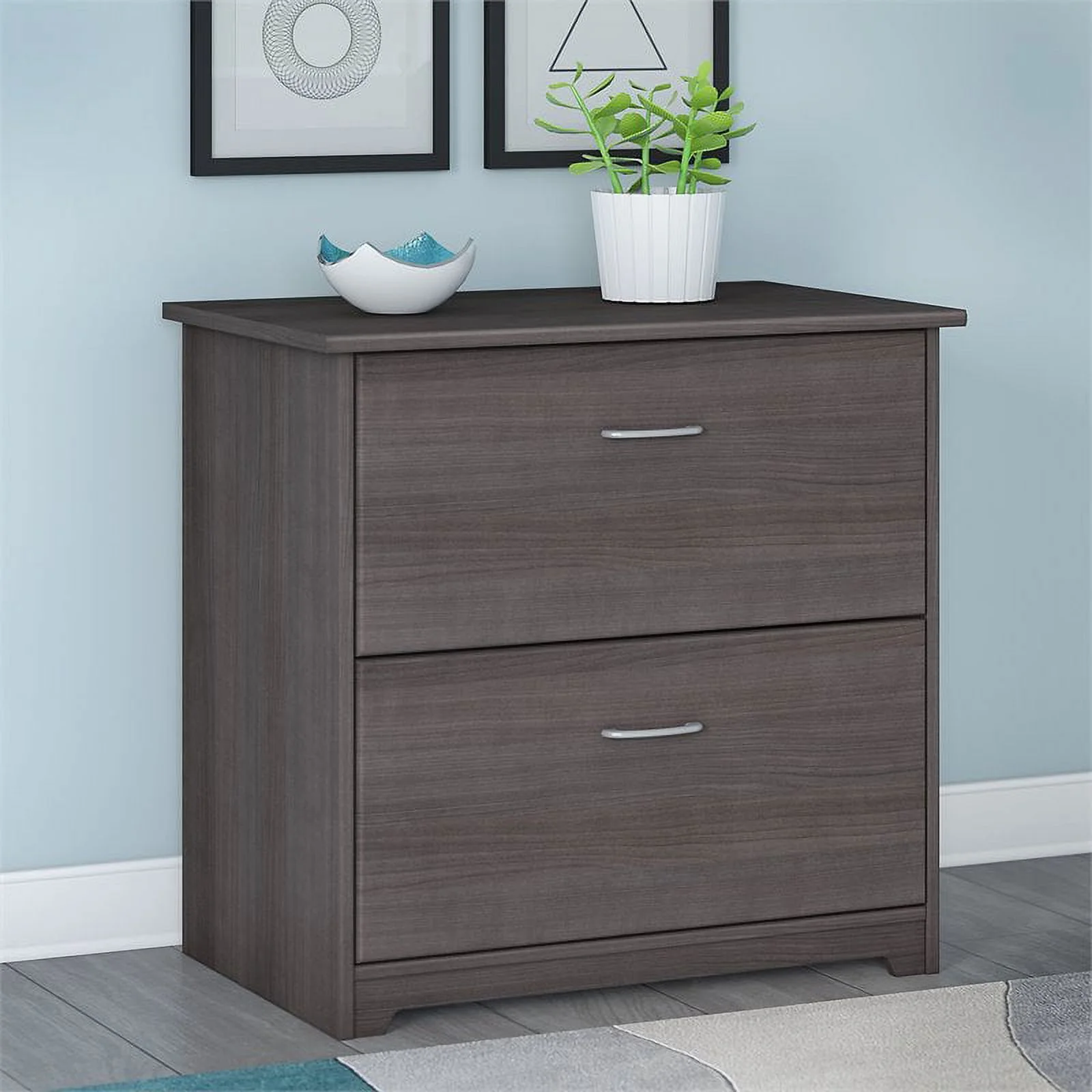 Home Square 2 Piece Engineered Wood Filing Cabinet Set in Heather Gray