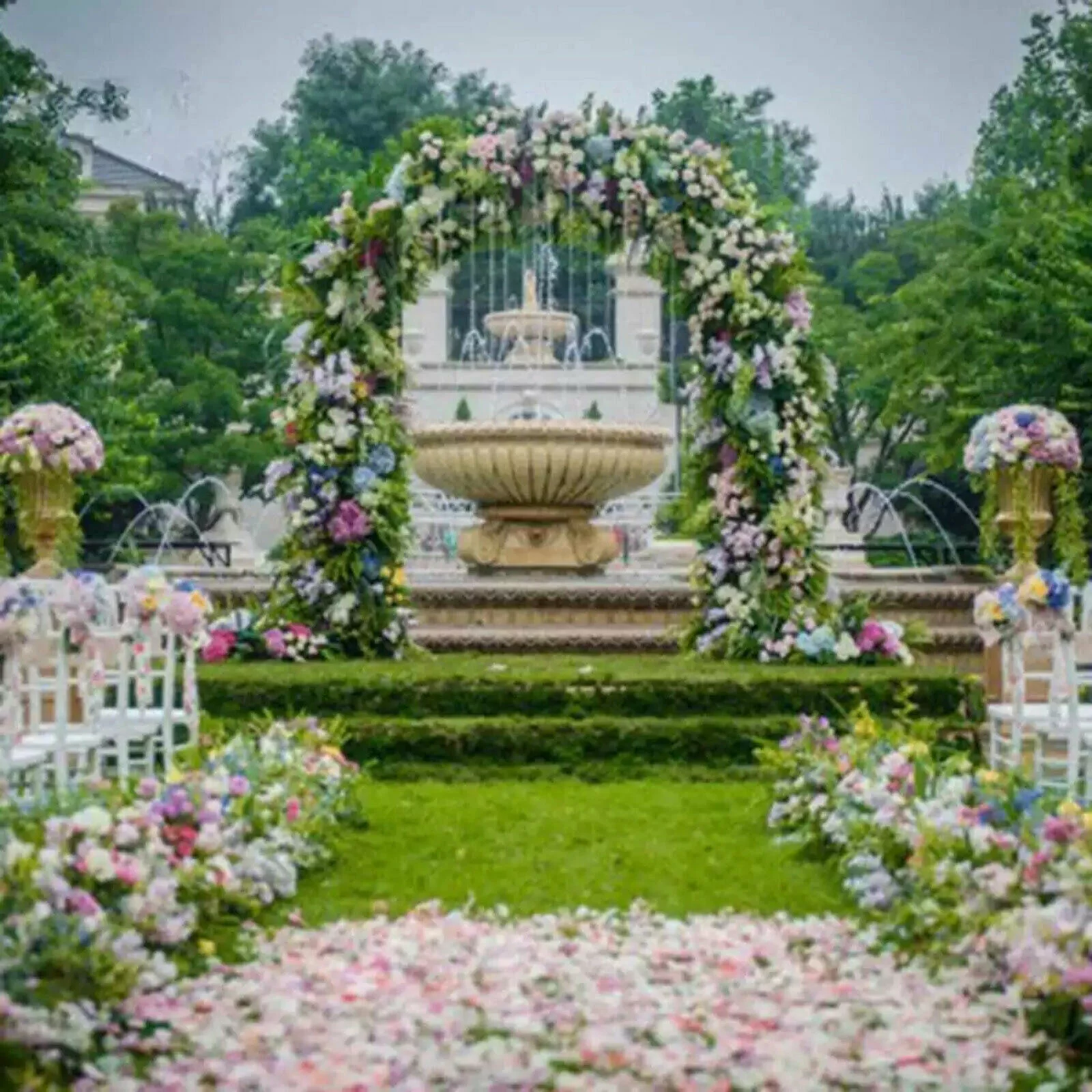 90.55” Wedding Arch Metal Frame Flower Balloon Garland Backdrop Plant Climbing Stand Party Event 7.5ft