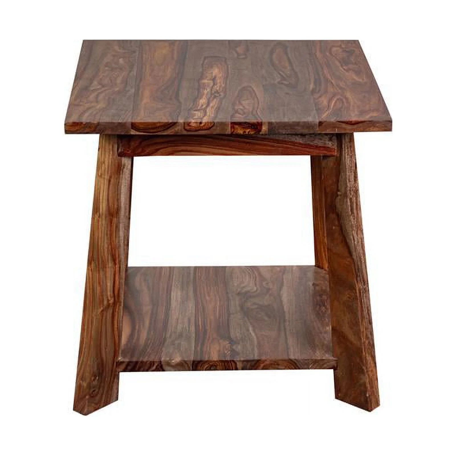 Home Square Solid Sheesham Wood Harvest End Table in Honey - Set of 2