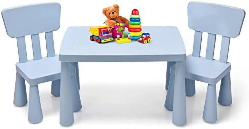 YPDCHB Table and Chair Set  Plastic Children Activity Table and 2 Chairs for Art Craft  Easy-Clean Tabletop  3-Piece Toddler  Set for Daycare Playroom  Gift for Boys Girls(Pink)