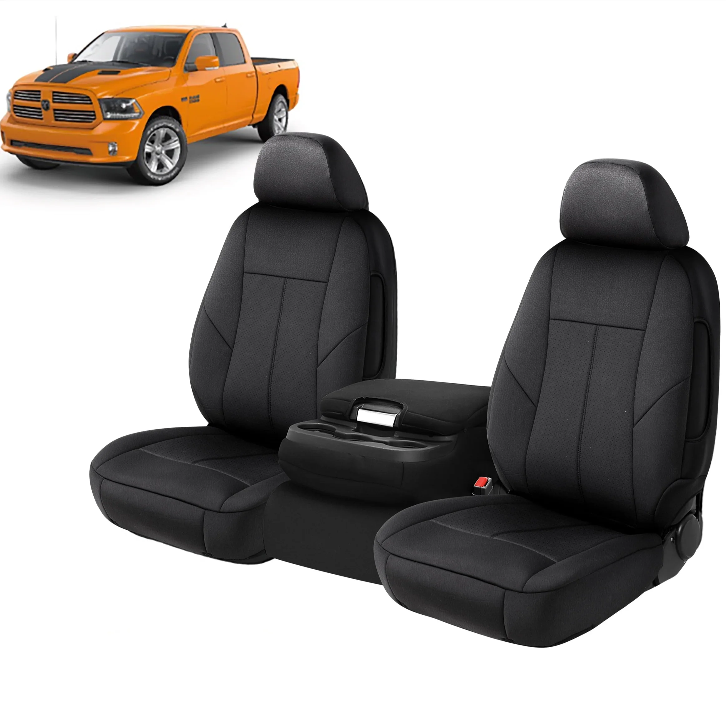 Auto Drive Leather Front Seat Cover Fit for RAM 1500 2013-2018 Black