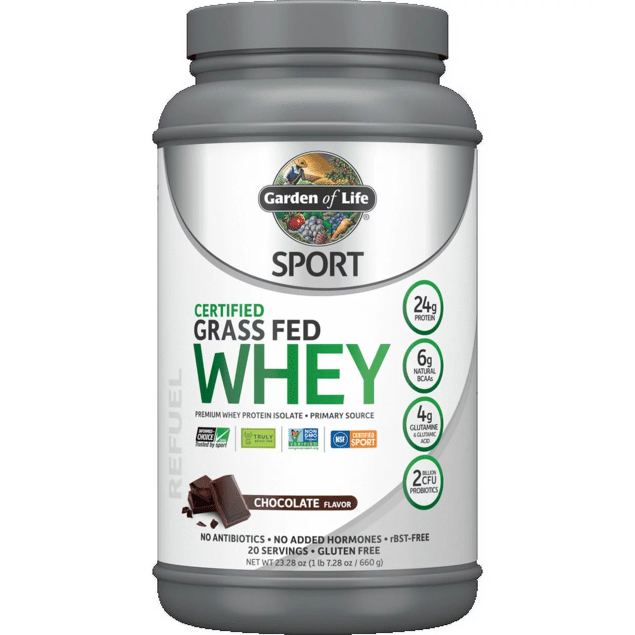 Garden of Life Sport Organic Grass Fed Whey Protein Chocolate, 23.28 oz Powder