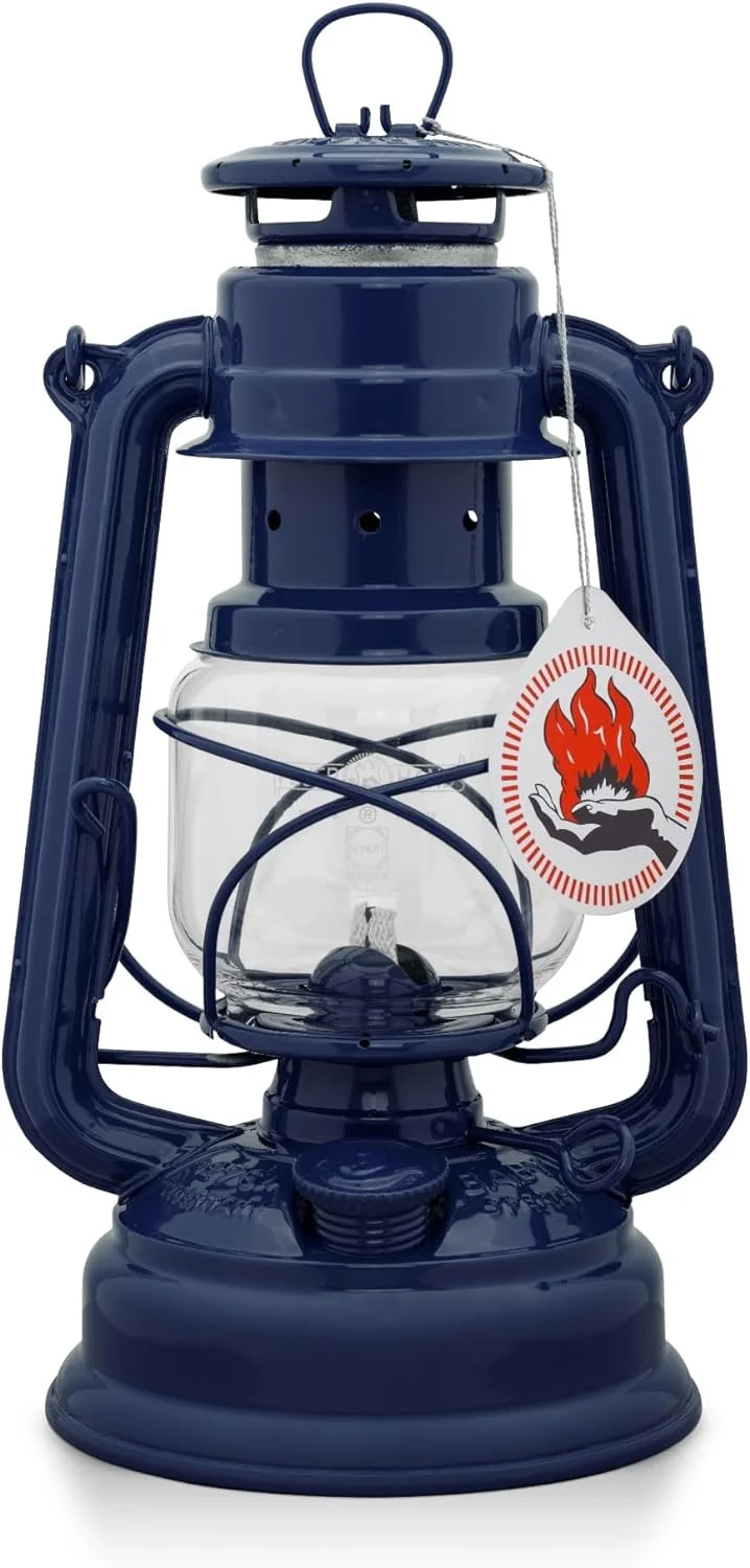 Outdoor Kerosene Fuel Lantern, German Made Weather Resistant Baby Special 276 Galvanized Hurricane Lamp for Camping or Patio, 10 Inches, Cobalt Blue