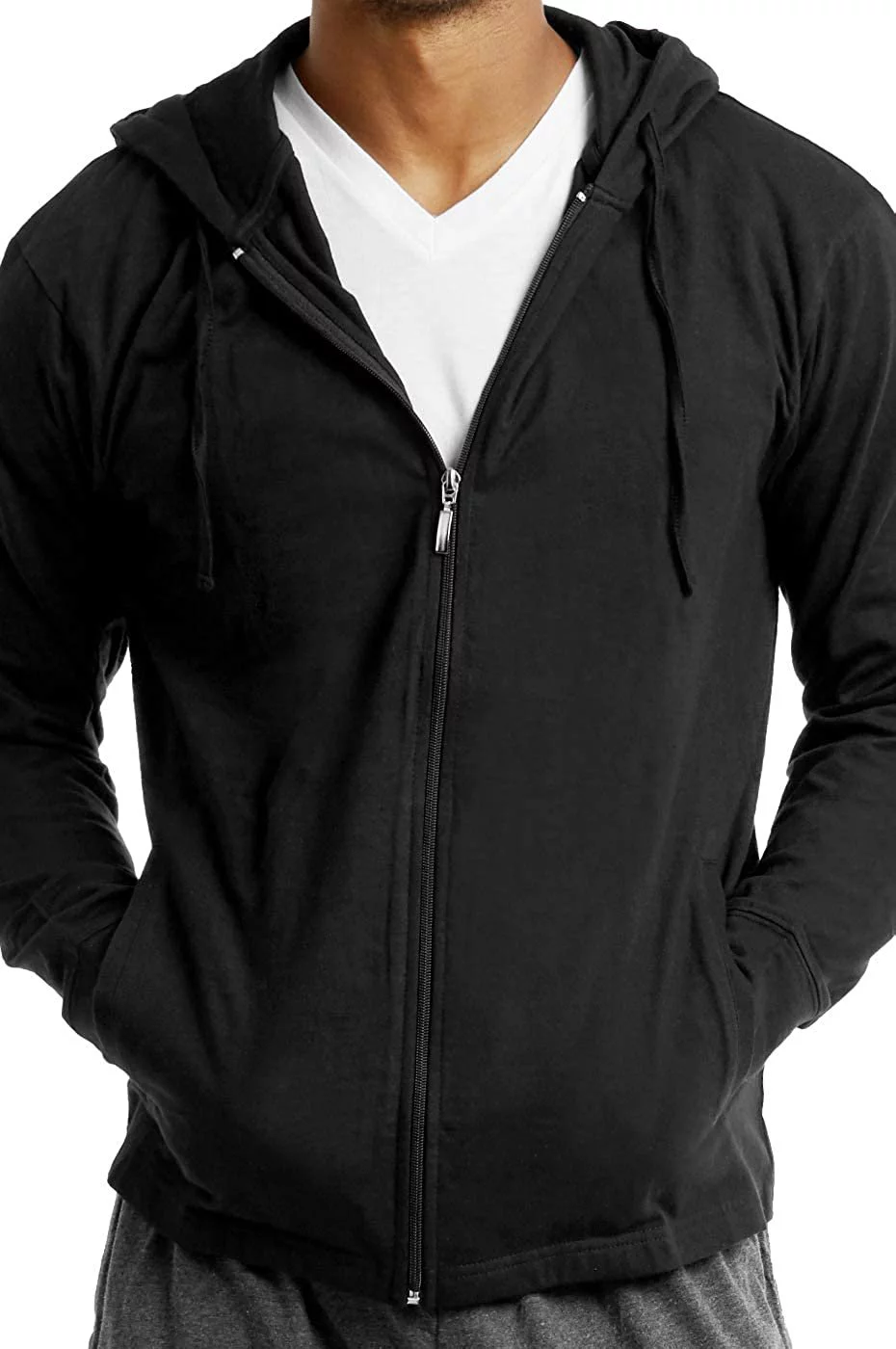 ET TU Hoodie Jacket - Men's Cotton Lightweight Zip Up Hoodie Jacket 2XL, Black