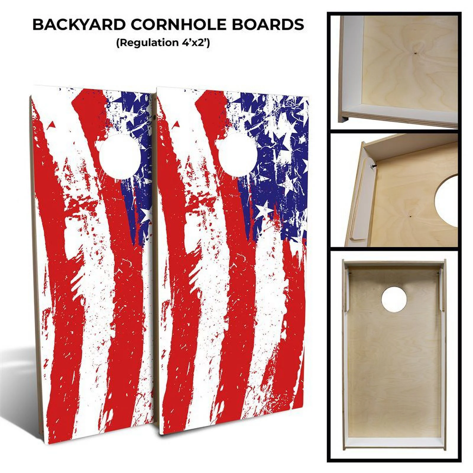 Slick Woody's Backyard Painted American Flag Cornhole Board Set in Multi-Color
