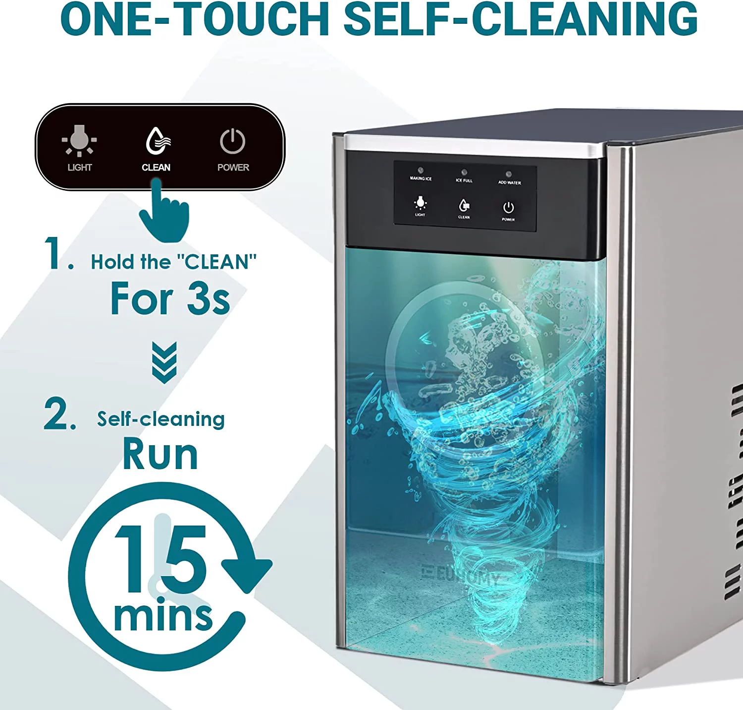 Euhomy 33lbs/24H Countertop Nugget Ice Maker, Soft Nugget Ice, 2 Ways Water Refill & Self-Cleaning Pebble Ice Maker