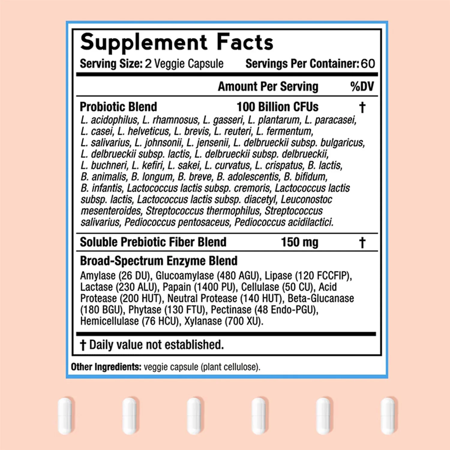 Pslalae Probiotic 100 Billion - Gut Health, Relieve Gas and Bloating - with Prebiotic (30/60/120pcs)