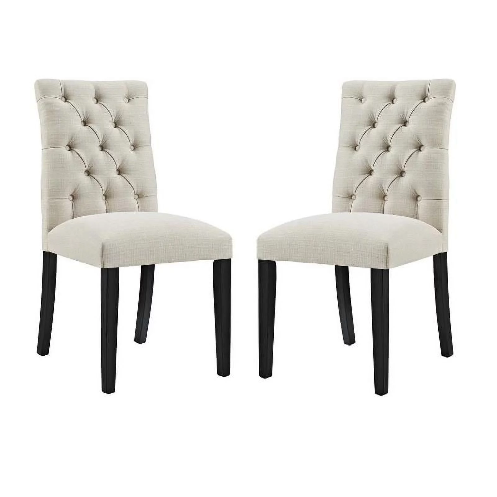 Home Square 2 Piece Fabric Upholstered Dining Side Chair Set in Beige