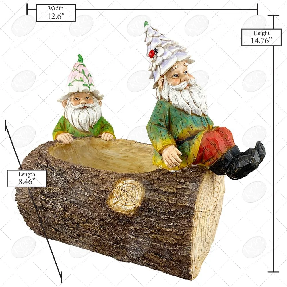 Red Carpet Studios 20514 Hand-Painted Resin and Stone Sculpted Gnome Planter, 4.5