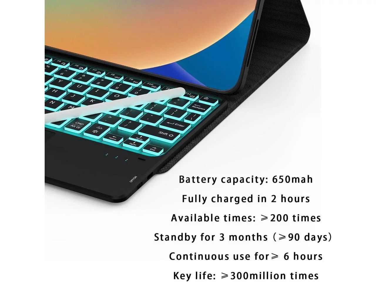Backlit Touch Case with Keyboard for iPad 10th Generation 10.9 inch 2022 Multi-Touch Trackpad - Detachable Wireless Keyboard Cover with Pencil Holder