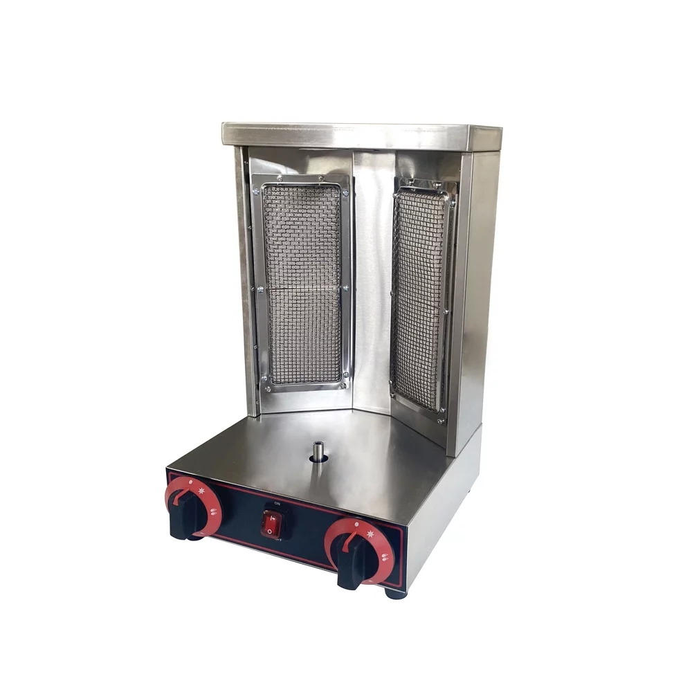 Techtongda Shawarma Machine Gas Kebab Gyro Grill Machine Vertical Broiler with 2 Burner