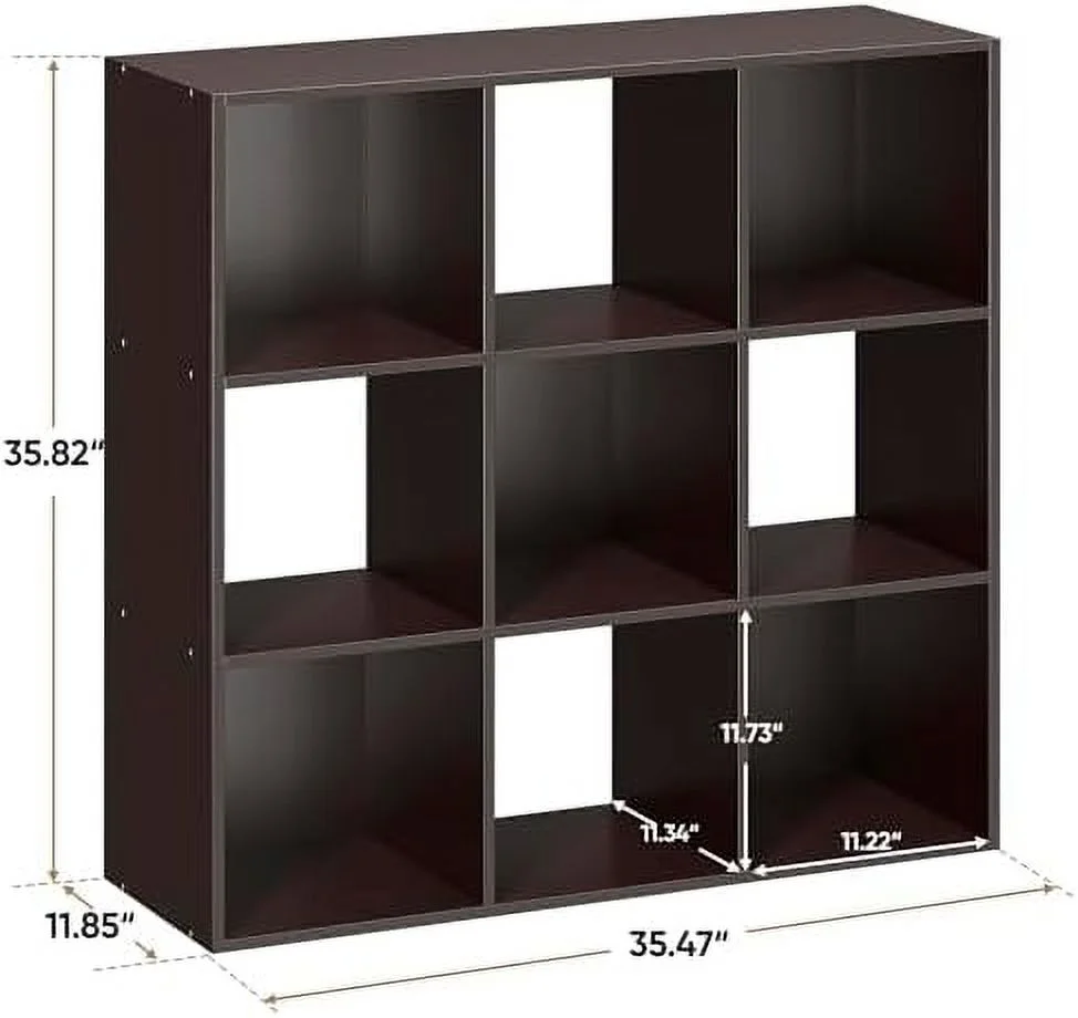 9 Cubes   Organizer  3-Tier Wooden Open Bookshelf Cabinets with Removable Back Panels for Home  Bedroom  Living Room(Natural)