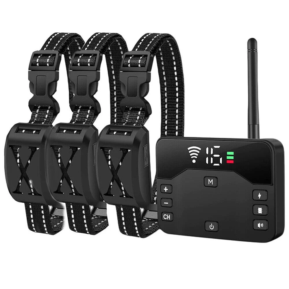 1/2/3 Pet Dog Wireless Electric Fence Containment System Training Collar Shock