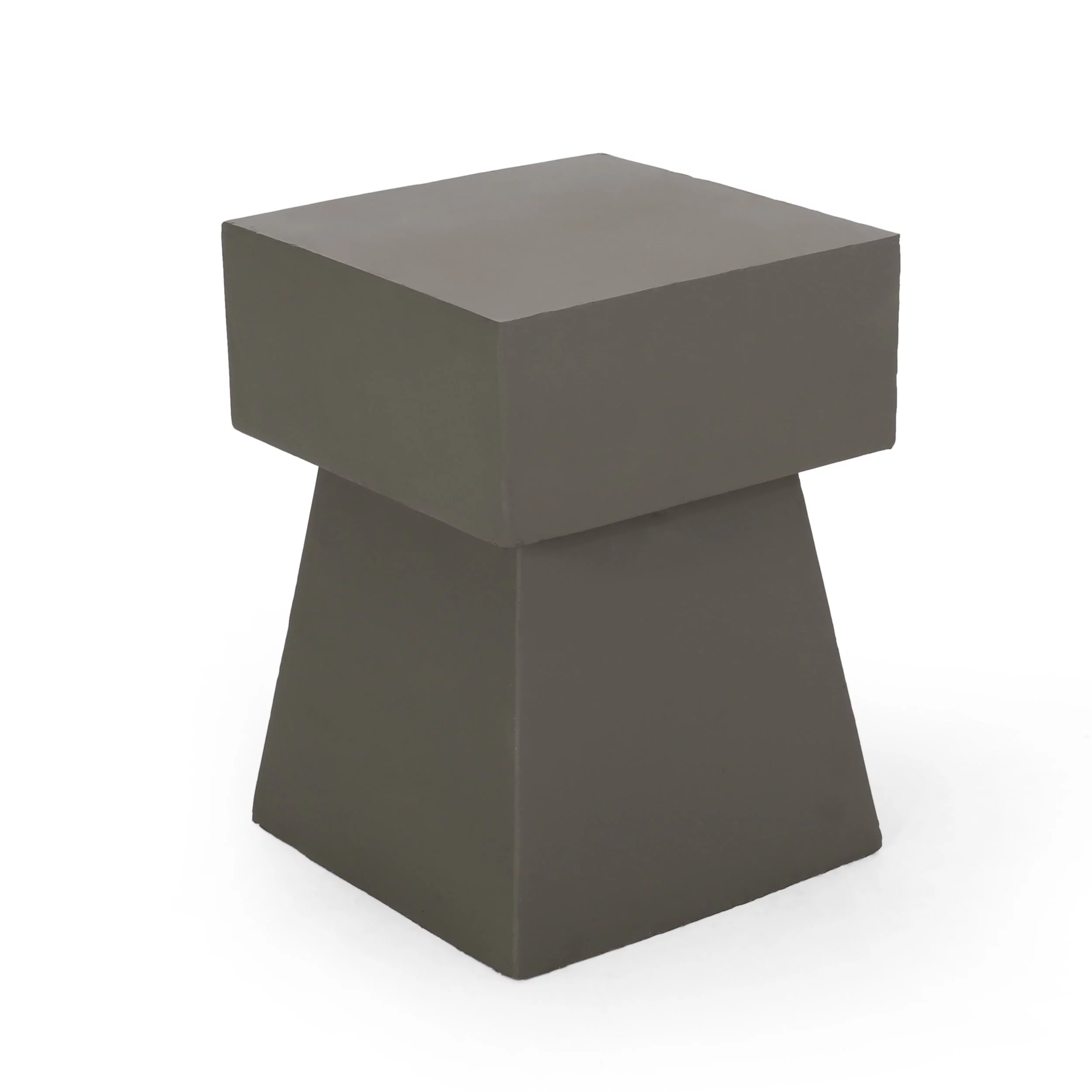 GDF Studio Karrah Outdoor Modern Lightweight Concrete Side Table, Light Gray