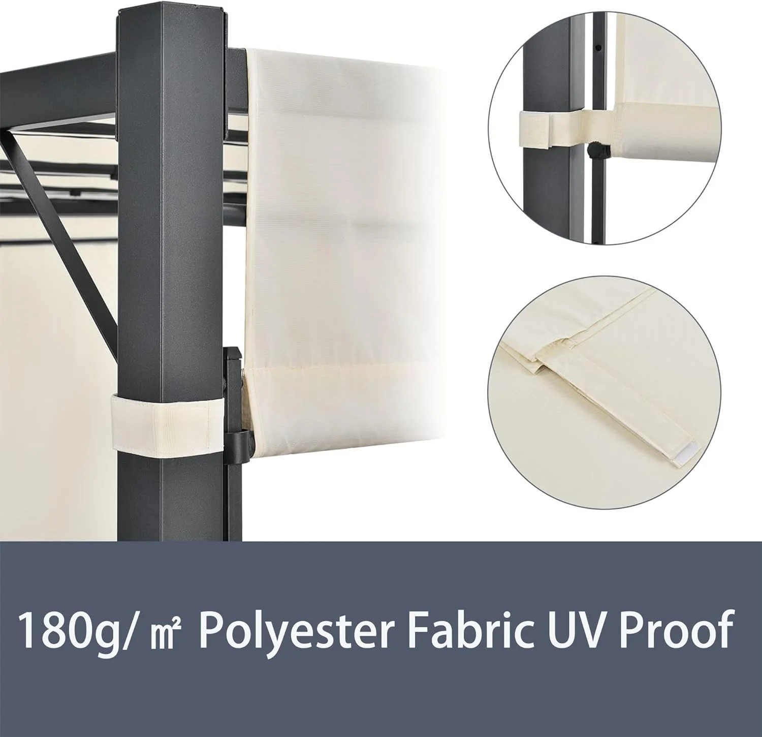 Gaildon Pergola 10×10 Outdoor Gazebo w/Heavy Duty Steel Frame and Retractabble Sun Shade Canopy Shelter for Backyard Deck