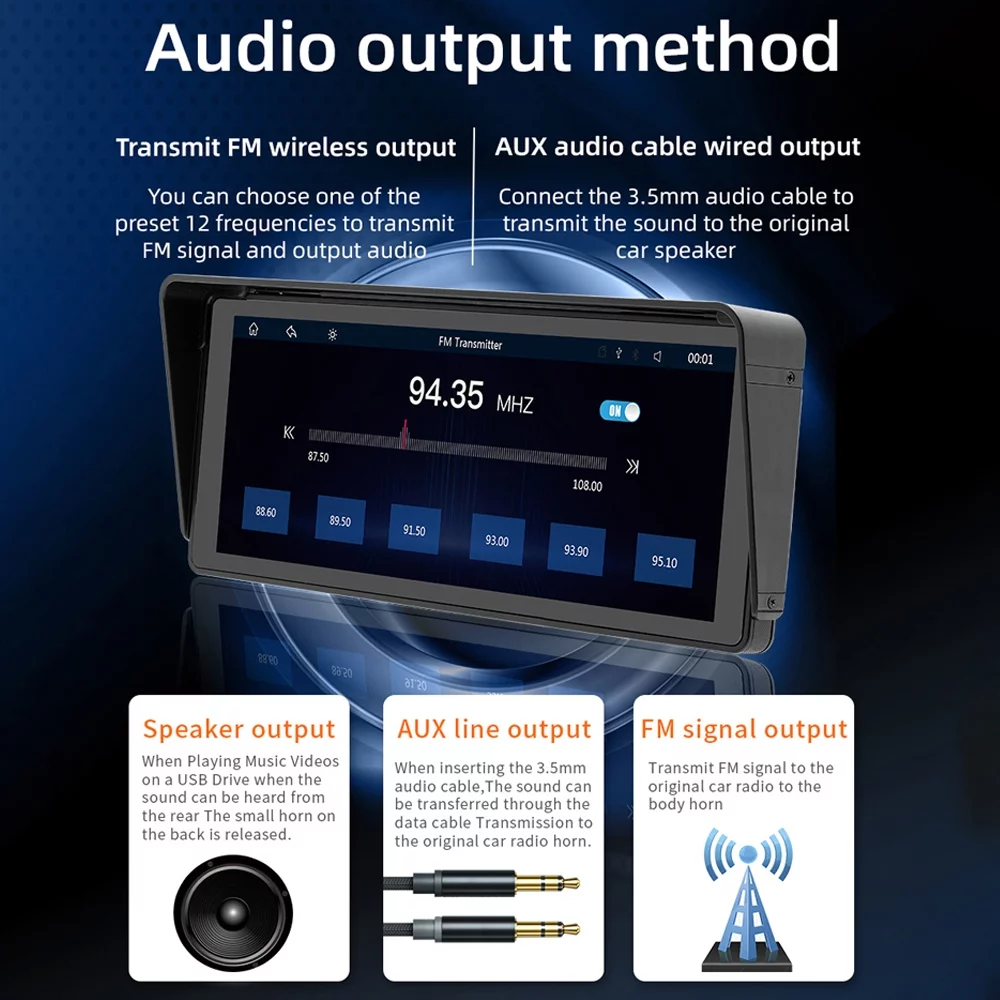 9.3 Inch Touchscreen Car Stereo BT MP5 Player Built-in Carplay Android Auto Support /AUX Output/Mirror Phone Link/Reverse Image U-Disk/TF Card with 2 Adjustable Bracket