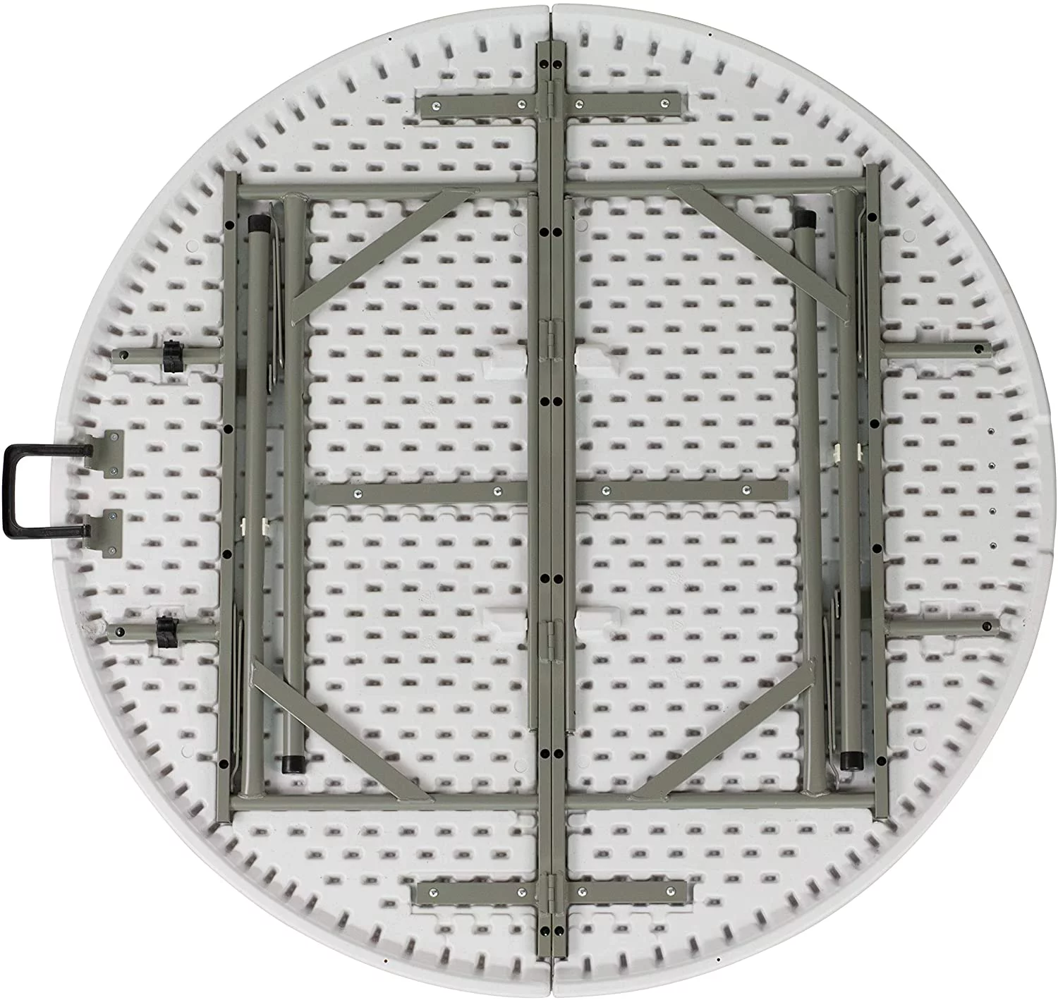 MQLIFEBOOM 4-Foot Round Bi-Fold Granite White Plastic Event  with Handle