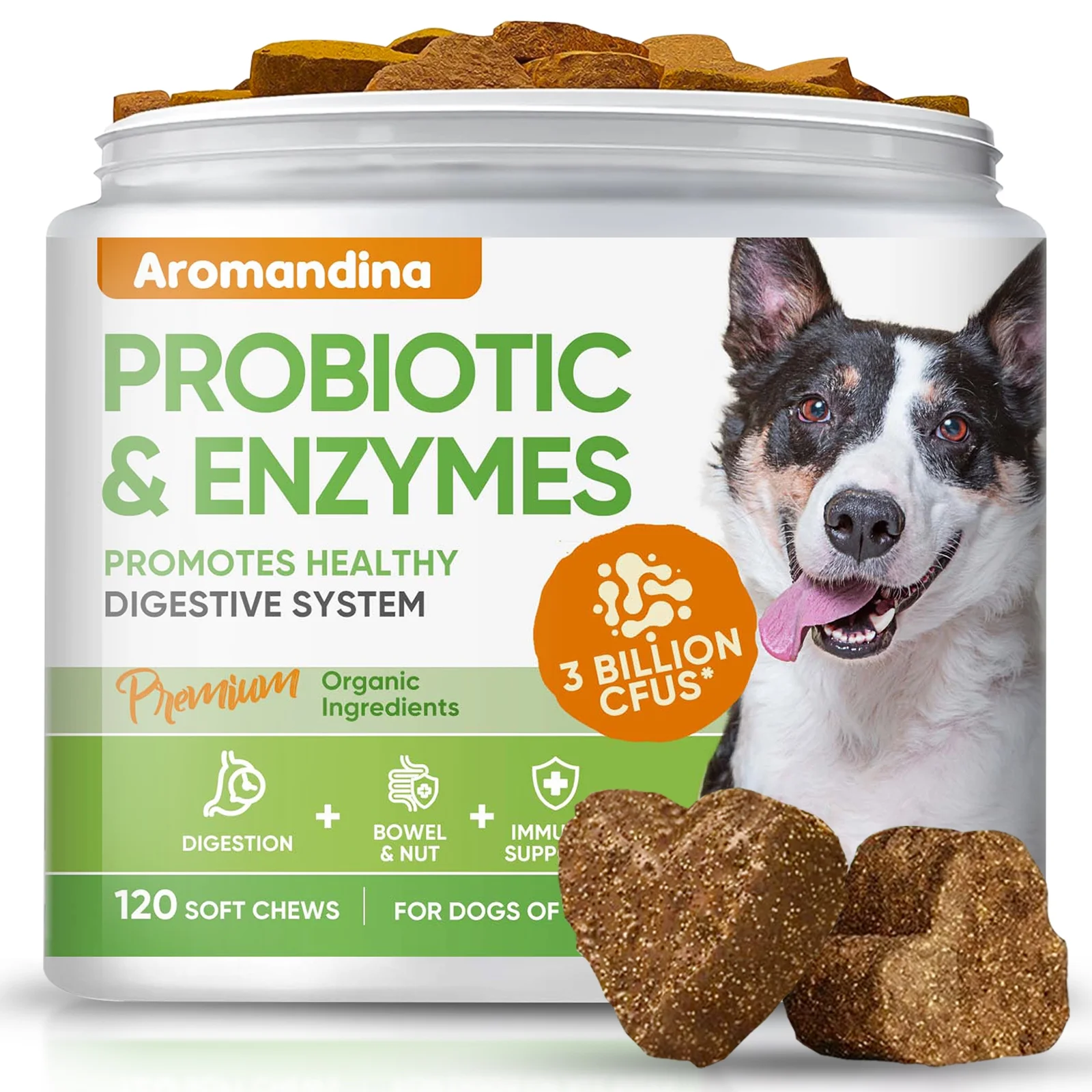 Probiotics for Dogs, Dog Probiotics Chews with Digestive Enzymes, for Allergy Itches Relief & Breath Freshening, Support Gut, Immune, Digestive Health