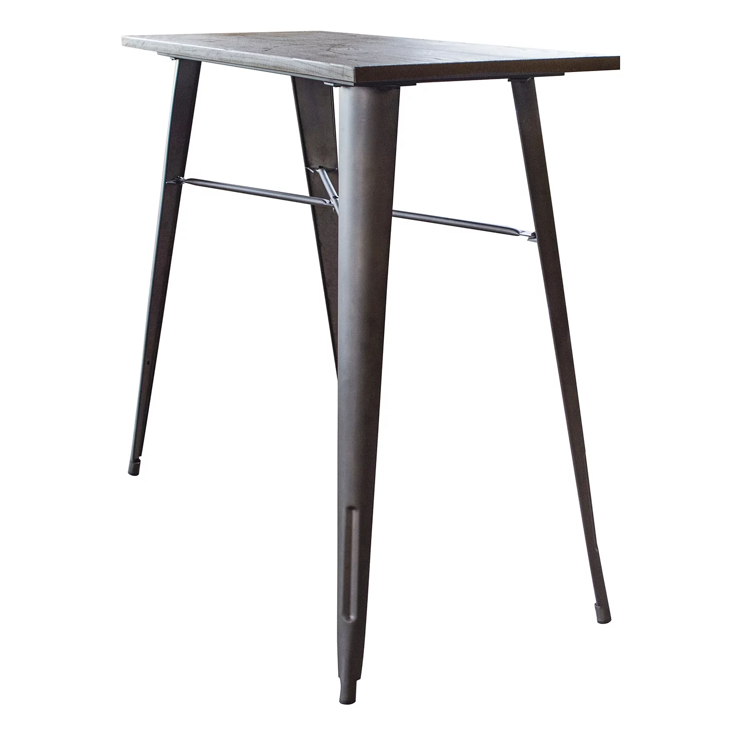 AmeriHome Rectangle Wood Top Bar Table with Rustic Gunmetal Finish Legs, Seating Capacity 4