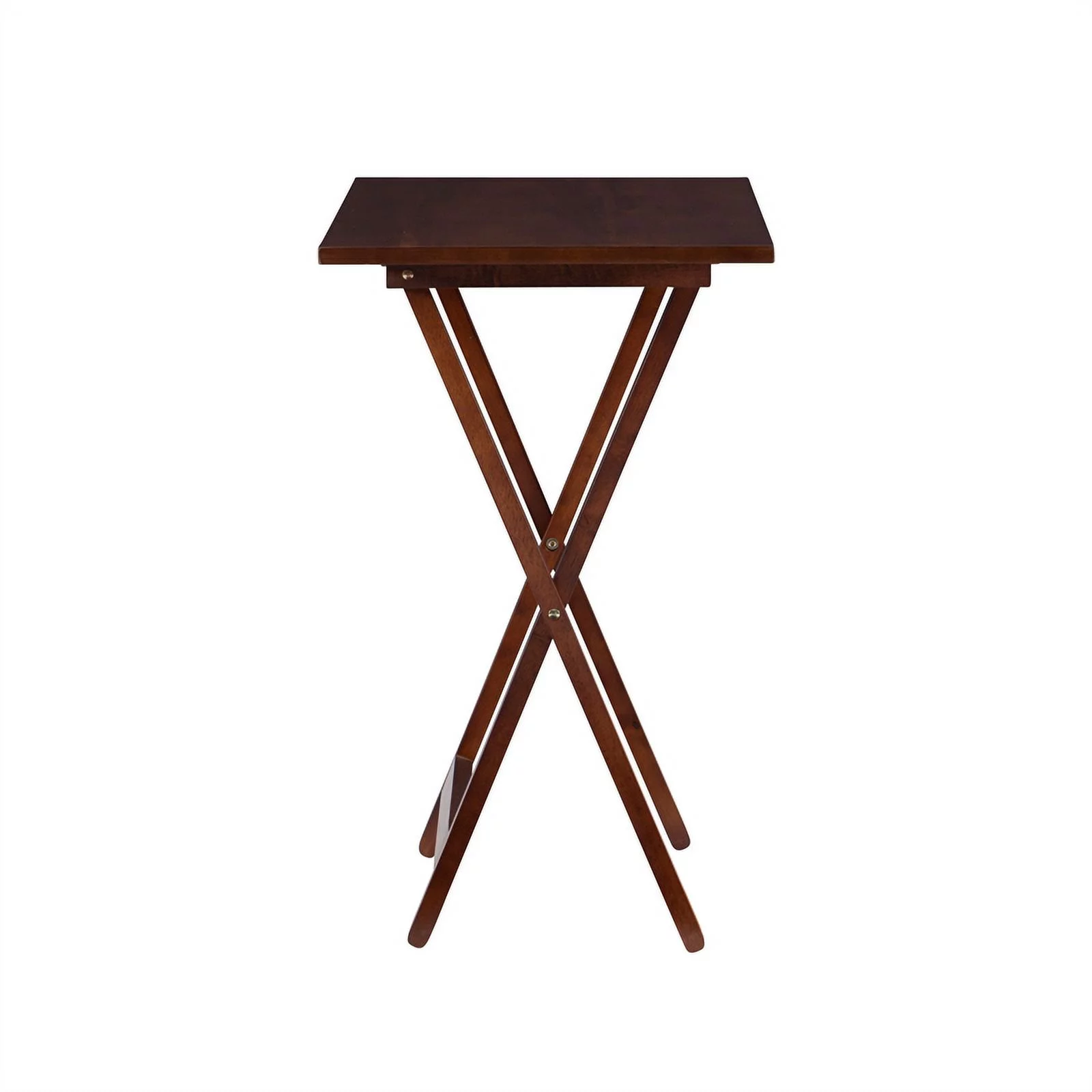 Pemberly Row Transitional Solid Wood Five Piece Tray Table Set in Hazelnut Brown