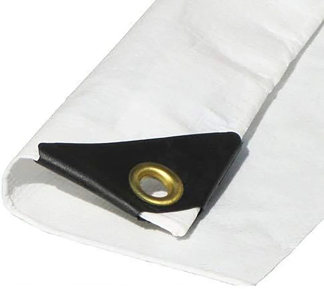 10'x18' 12 mil White Tarp Extra Heavy Duty 3 Ply Reinforced Canopy 6 oz 3 Layer (Finished Size 9’.6 x 17’.6)