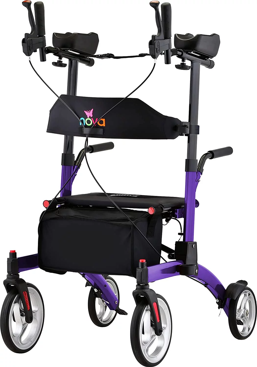 NOVA Medical Dragon Fold n’ Go Rise UP Rollator Upright Rolling Walker Purple