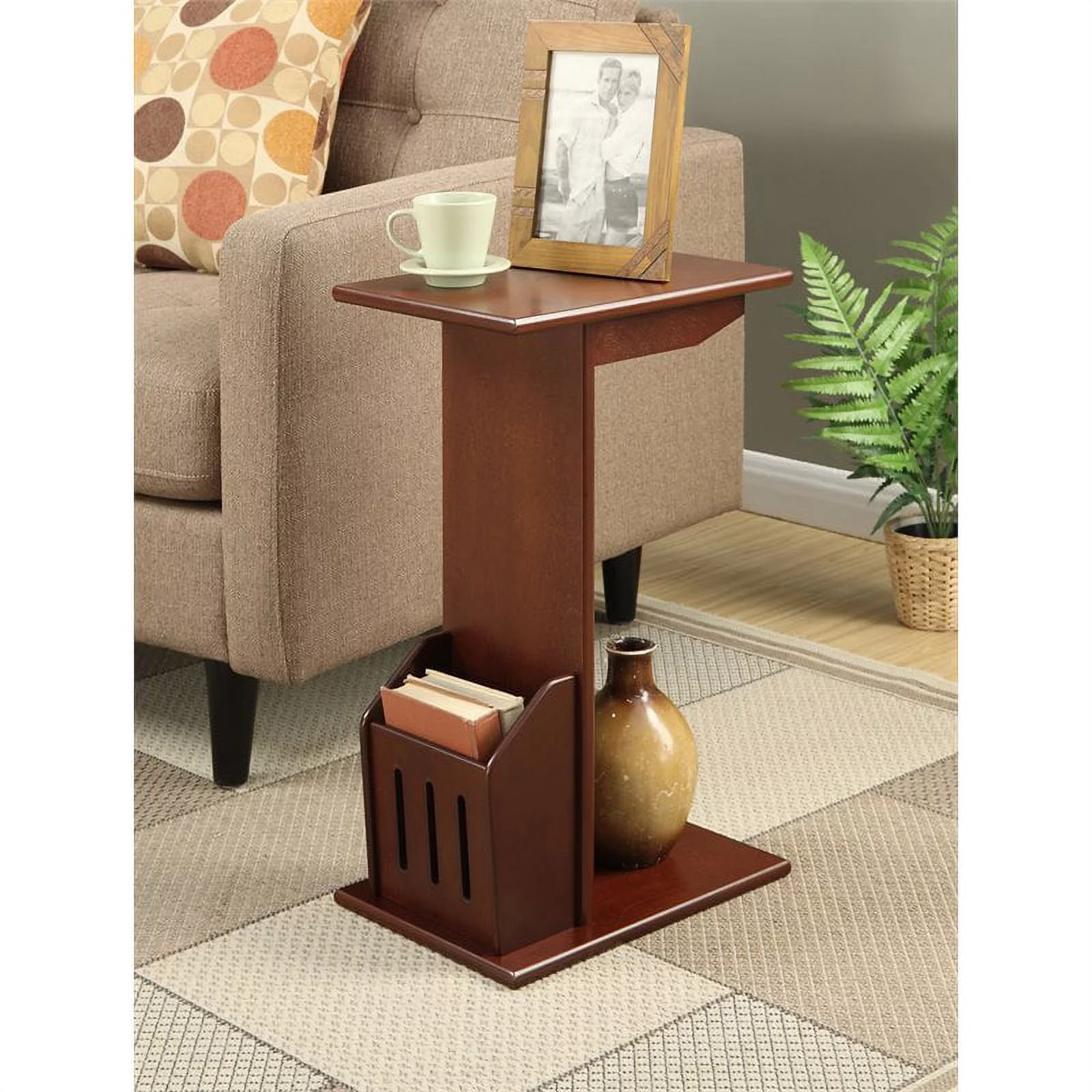 Home Square End Table in Espresso Mahogany Wood Finish - Set of 2